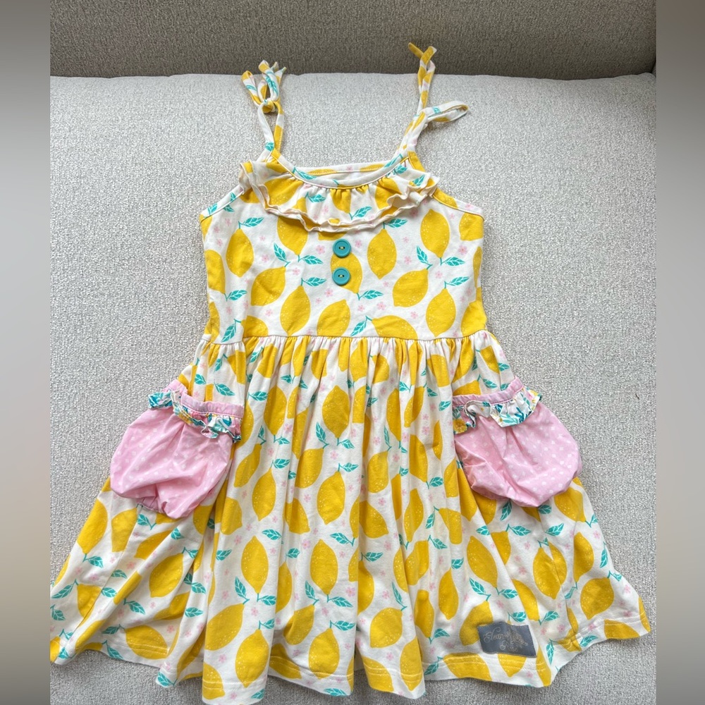 Eleanor Rose lemon twirl dress with pockets